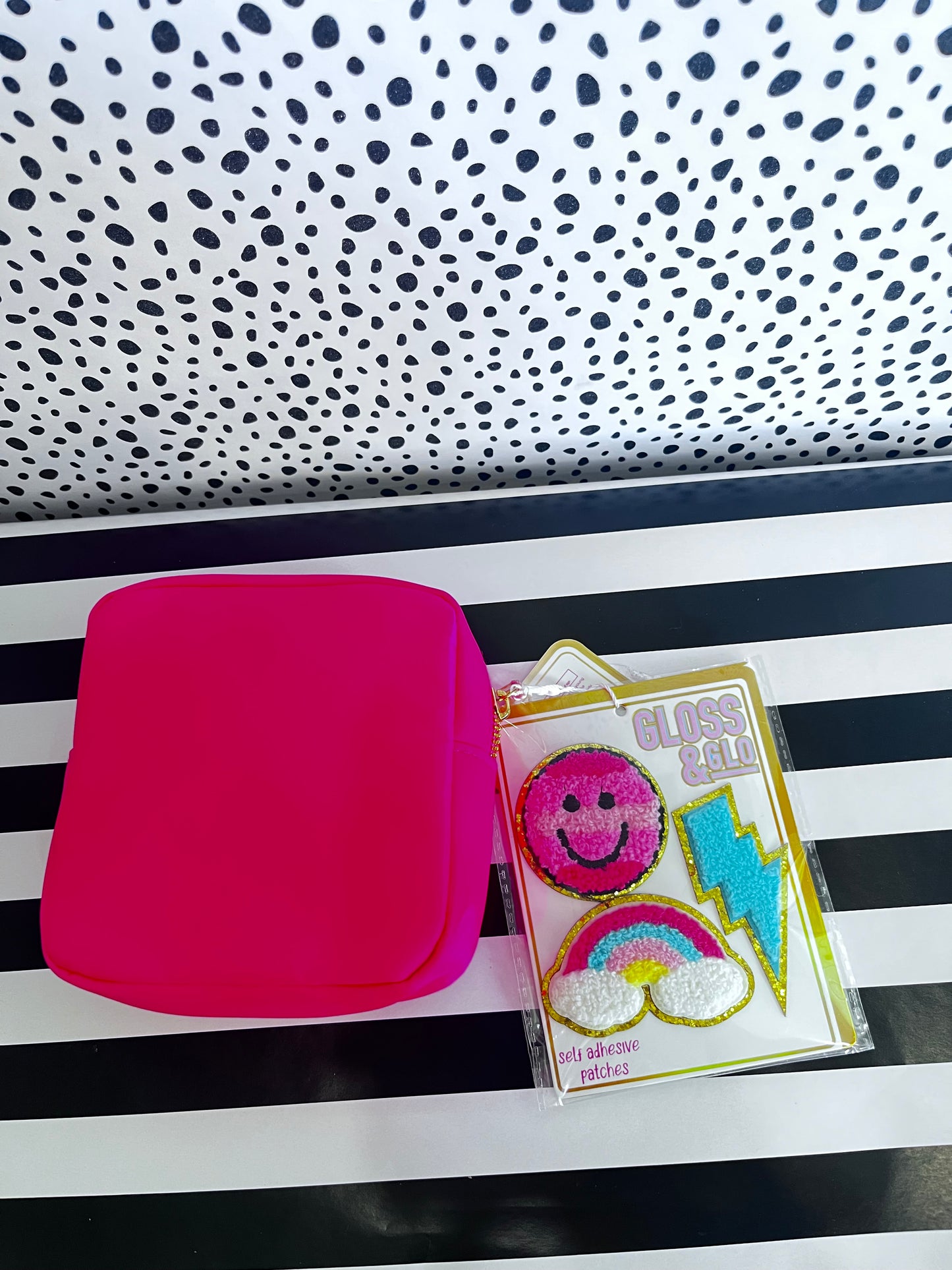 HOT PINK POUCH (Includes Peel&Stick Adhesive Patches